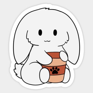 White Bunny Coffee Sticker